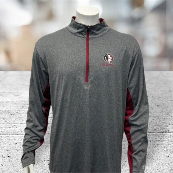 Florida State Seminoles Gray Garnet Colosseum Pullover 1/4 Zip Jacket Shirt XL - Picture 4 of 12